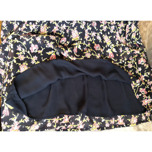 Loft Multicolor Floral Lined Keyhole Tie Neck Cap Sleeve Shift Dress Reg Size XS - Picture 4 of 6